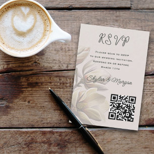 Southern Magnolia Wedding QR Code RSVP Cards Einladung