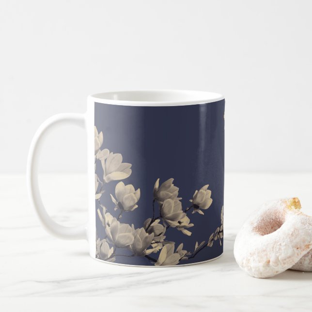 Southern Magnolias & Midnight Blue Kaffeetasse (Mit Donut)