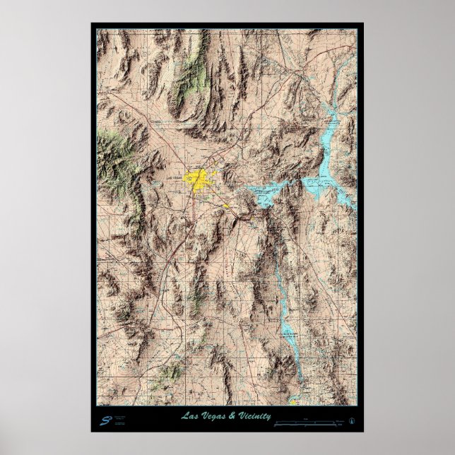 Southern Nevada Map, USA Satellitenposter Poster (Vorne)