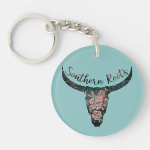 Southern Roots Country Longhorn Rosa Pink & Grün Schlüsselanhänger
