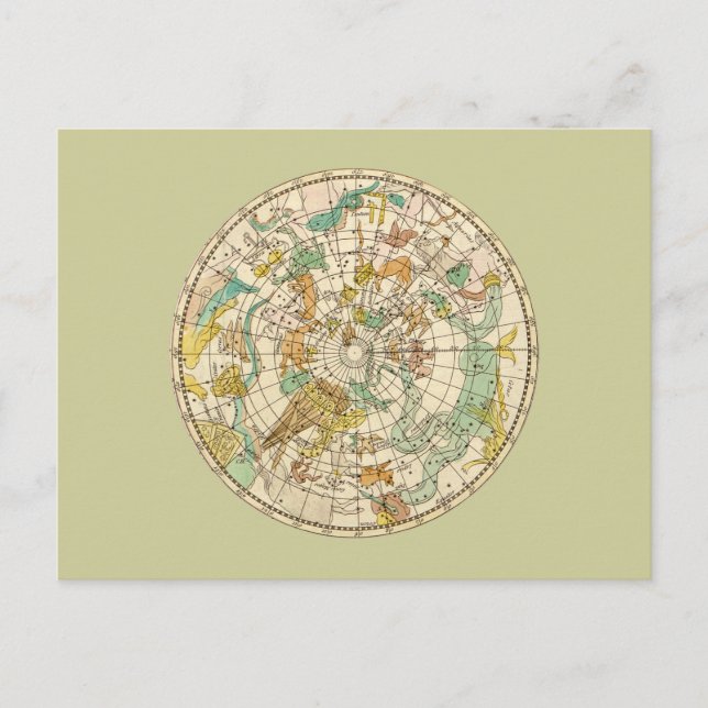 Southern Sky Star Chart and Constellation Map Postkarte (Vorderseite)