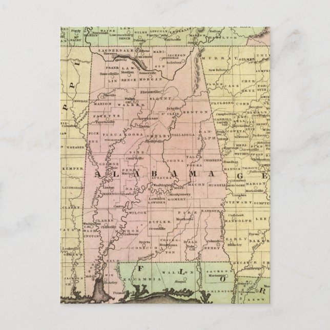 Southern Staaten Olney Map Postkarte (Vorderseite)
