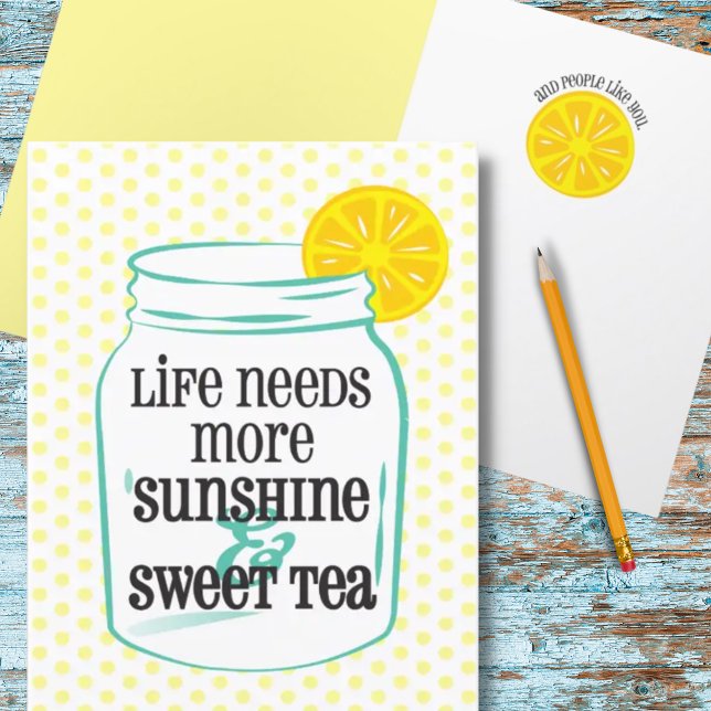 Southern Sunshine Sweet Tea Lemon Mason Jar Dankeskarte (Von Creator hochgeladen)