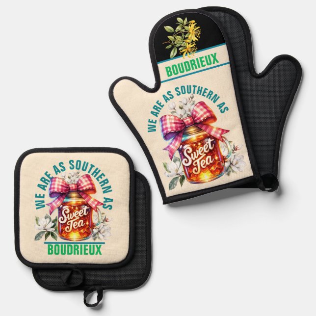 Southern Sweet Tea Oven Mitt & Pot Holder Set (Vorderseite/Rückseite)