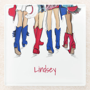 Southern Texas Ladys Fashion Cowboy Boots Name Glasuntersetzer