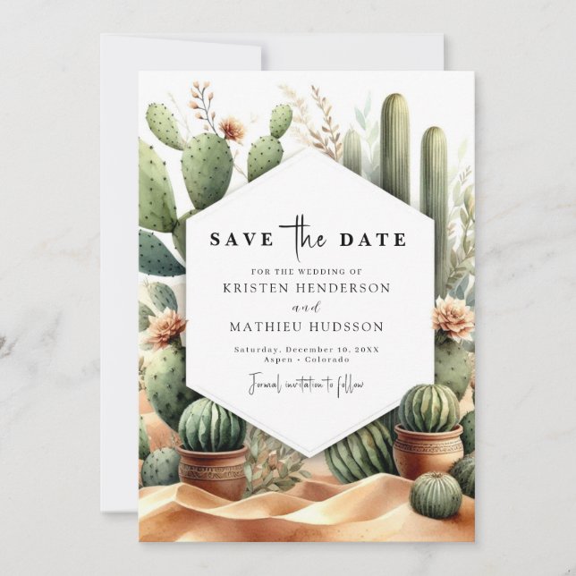 Southern Wild West Cactus Wedding Save The Date (Vorderseite)