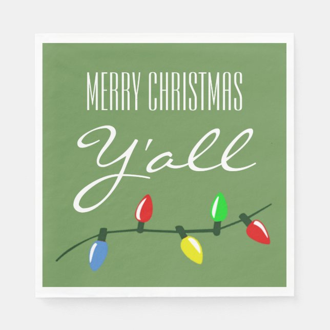 Southern Ya'll Frohe Weihnachtsbaum Lichter Funny Serviette (Vorderseite)