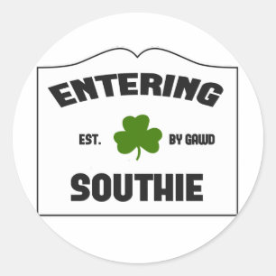 Southie betreten runder aufkleber
