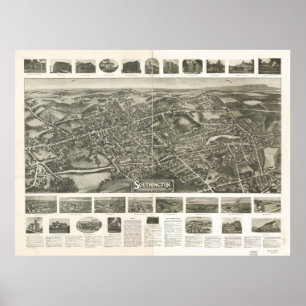 Southington Connecticut 1914 panoramische Karte Poster