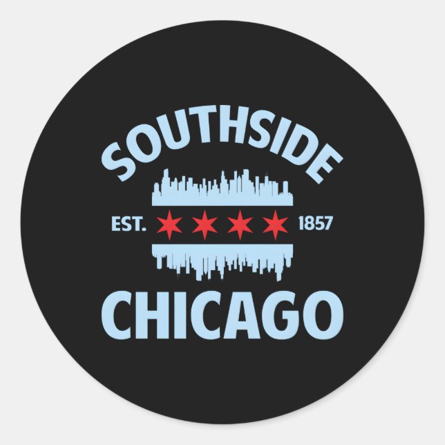 Southside Chicago Flag Skyline Runder Aufkleber (Vorderseite)