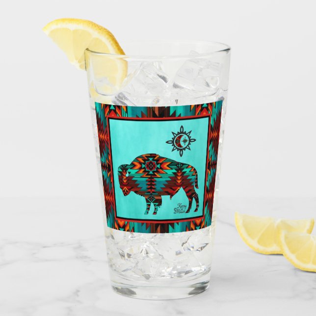 Southwest Buffalo Glass Cup Glas (Vorderseite Ice)