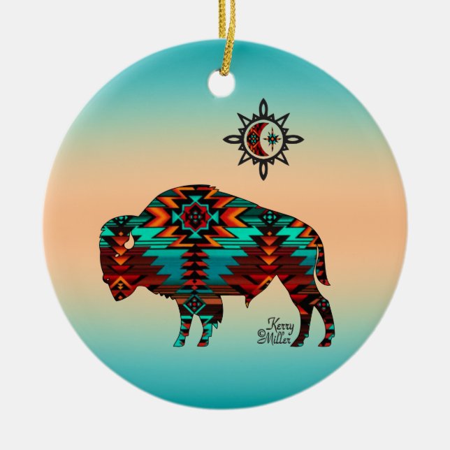 Southwest Buffalo Keramik Keramik Ornament (Vorne)