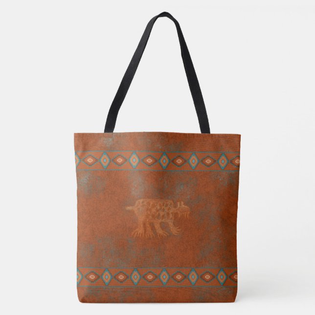 Southwest Canyons Bobcat Petroglyph Tasche (Vorderseite)