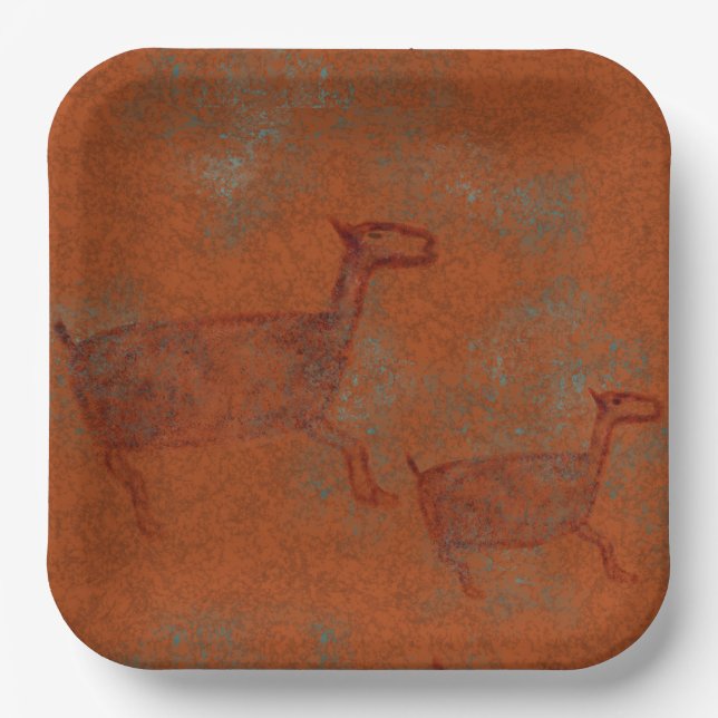 Southwest Canyons Deer Petroglyph Designpapier P Pappteller (Vorderseite)