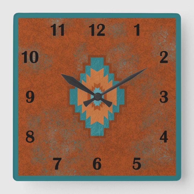 Southwest Canyons Geometric Regular Style Quadratische Wanduhr (Vorderseite)