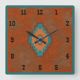 Southwest Canyons Geometric Western Style Quadratische Wanduhr