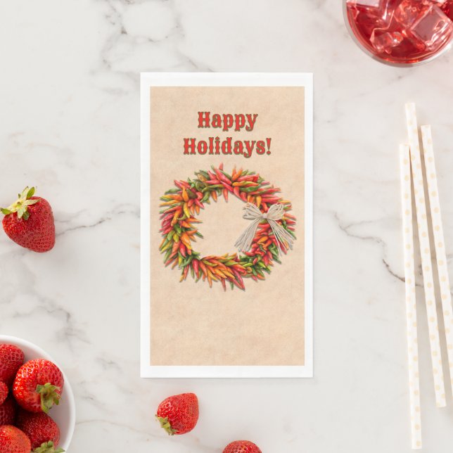 Southwest Chile Ristra Wreath Holiday Personalized Serviette (Beispiel)
