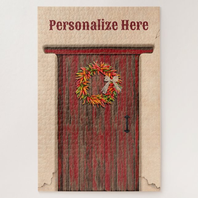 Southwest Chile Ristra Wreath Weathered Red Door (Vertikal)