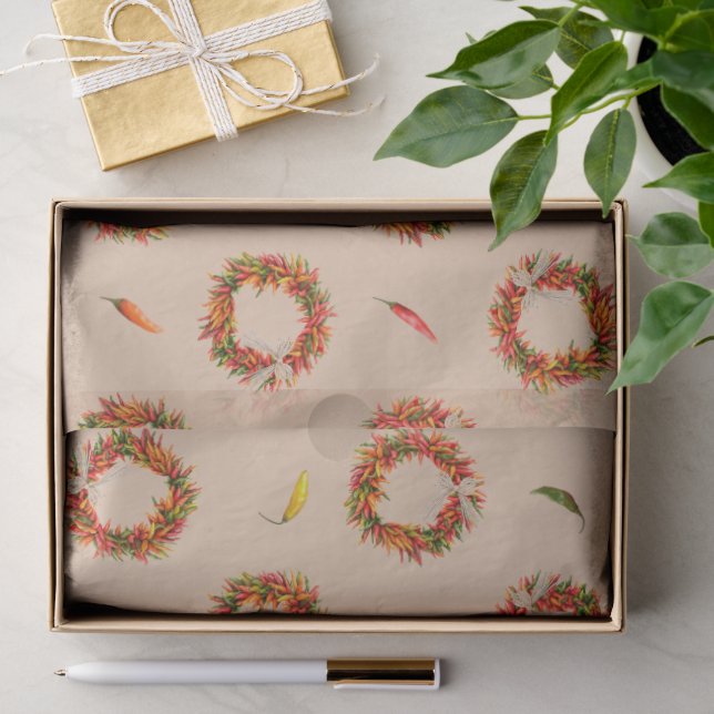 Southwest Chile Ristra Wreaths and Peppers Pattern Seidenpapier (Geschenk)