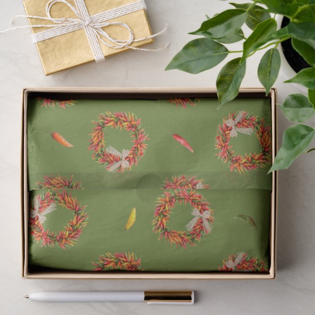 Southwest Chile Ristra Wreaths and Peppers Pattern Seidenpapier (Geschenk)