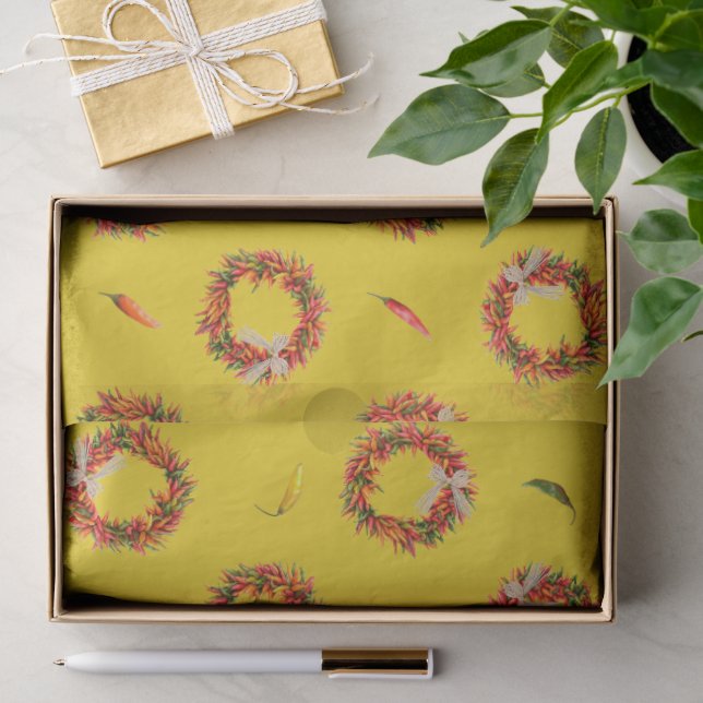 Southwest Chile Ristra Wreaths and Peppers Pattern Seidenpapier (Geschenk)