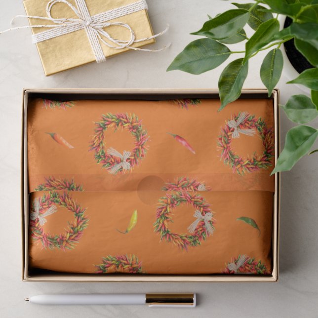 Southwest Chile Ristra Wreaths and Peppers Pattern Seidenpapier (Geschenk)