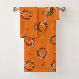 Southwest Chile Wreaths and Peppers Customizeable  Badhandtuch Set
