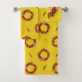 Southwest Chile Wreaths and Peppers Customizeable  Badhandtuch Set