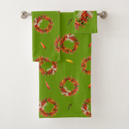 Southwest Chile Wreaths and Peppers Customizeable  Badhandtuch Set