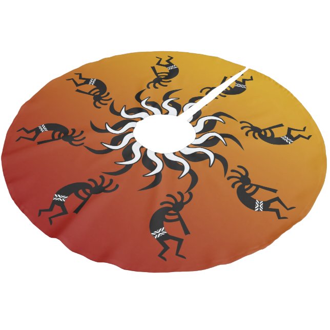 Southwest Christmas Dancing Kokopelli Polyester Weihnachtsbaumdecke (Schrägansicht)