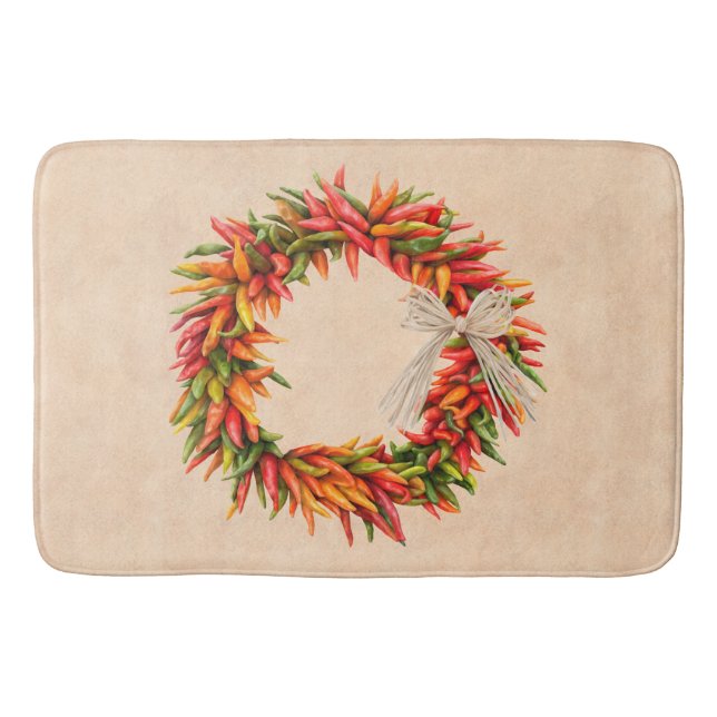 Southwest Colorful Rustic Chile Ristra Wreath  Badematte (Vorderseite)