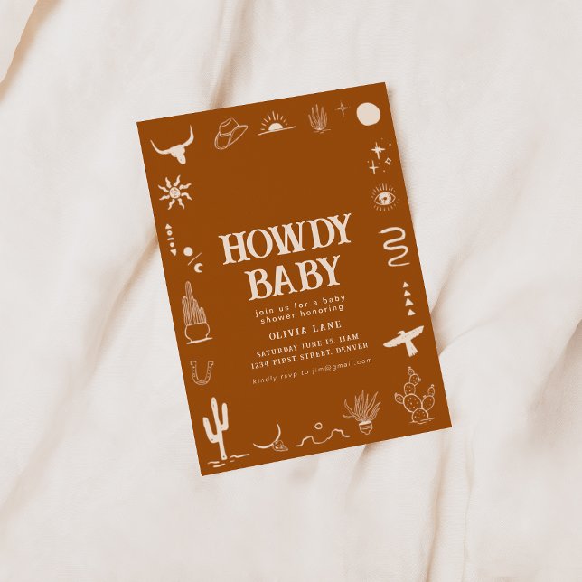 Southwest Cowboy Howdy Baby shower Invitation (Créateur téléchargé)