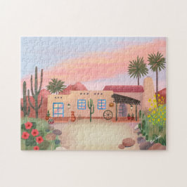 Southwest Desert Cactus Adobe House