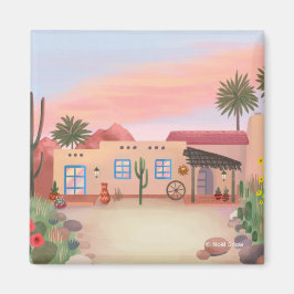 Southwest Desert Cactus Adobe House | Magnet