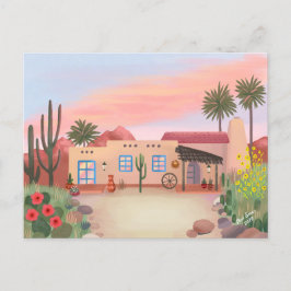 Southwest Desert Cactus Adobe House Postkarte