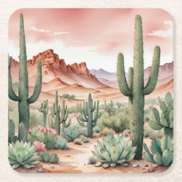 Southwest Desert Cactus Scene  Rechteckiger Pappuntersetzer