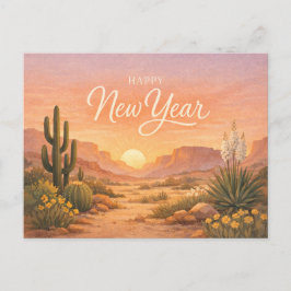 Southwest Desert Sunrise New Year Feiertagspostkarte