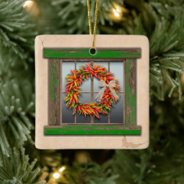Southwest Festive Chile Wreath Window Personalized Keramikornament