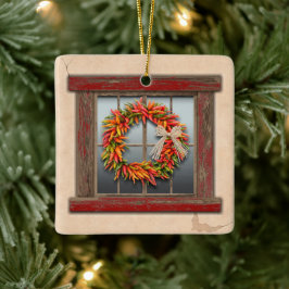 Southwest Festive Chile Wreath Window Personalized Keramikornament
