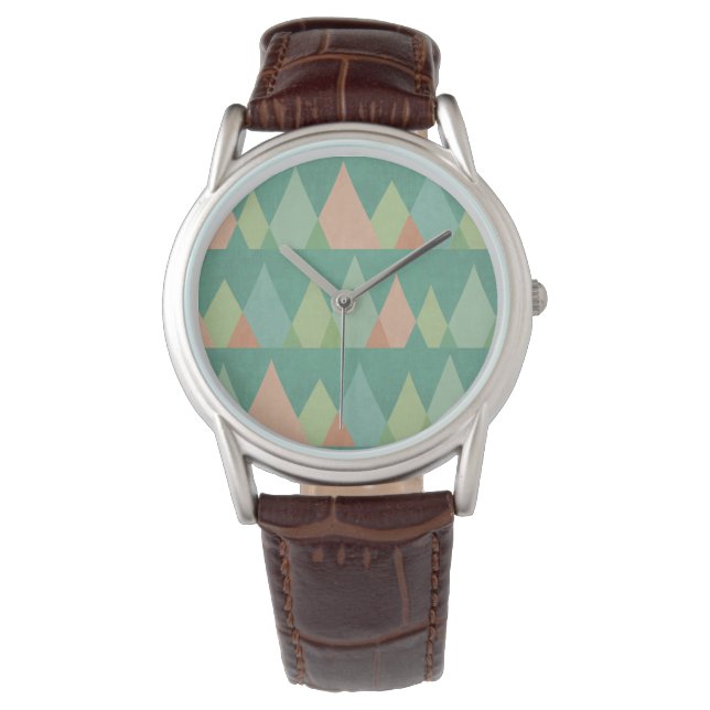 Southwest Geo Step | Aquamarines Dreiecksmuster Armbanduhr (Vorderseite)