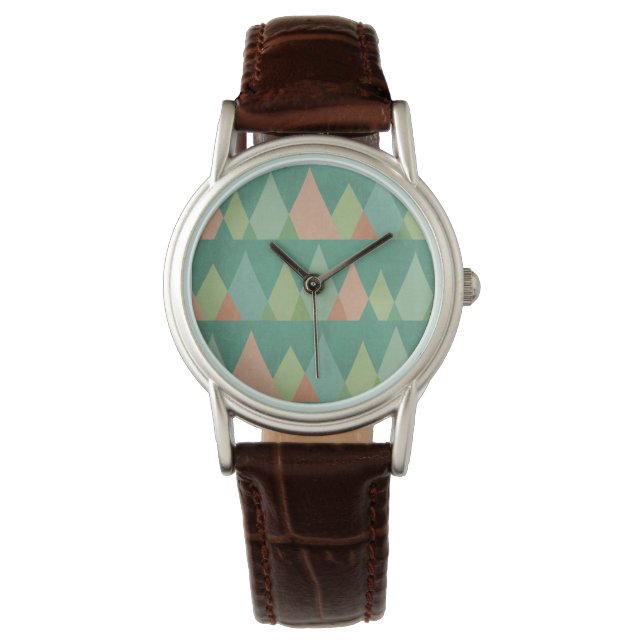Southwest Geo Step | Aquamarines Dreiecksmuster Armbanduhr (Vorderseite)