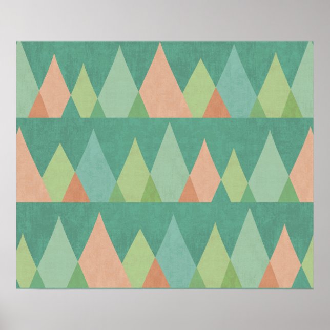 Southwest Geo Step | Aquamarines Dreiecksmuster Poster (Vorne)