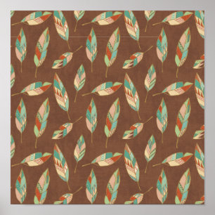 Southwest Geo Step Southwest Feather Pattern Poster