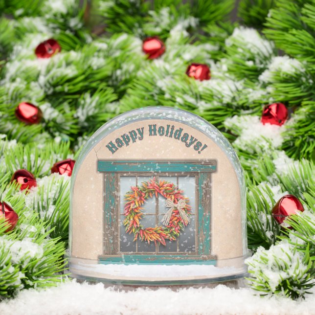 Southwest Holiday Chile Wreath Window Personalized Schneekugeln (Weihnachten)