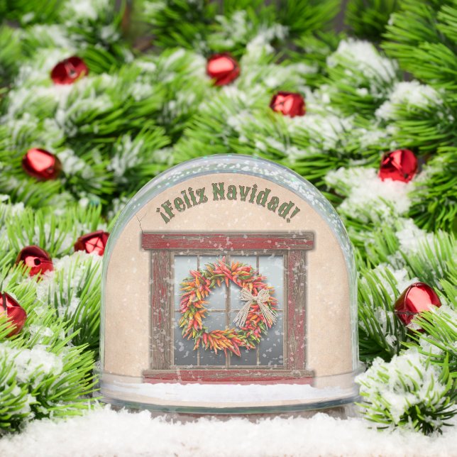 Southwest Holiday Chile Wreath Window Personalized Schneekugeln (Weihnachten)