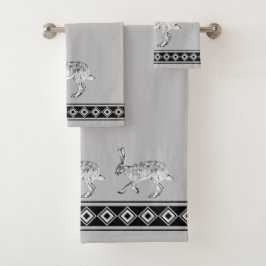 Southwest Jackkanbit Gray Geometric Diamonds Badhandtuch Set