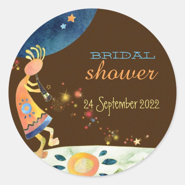 Southwest Kokopelli Fall Brautparty Runder Aufkleber (Vorderseite)
