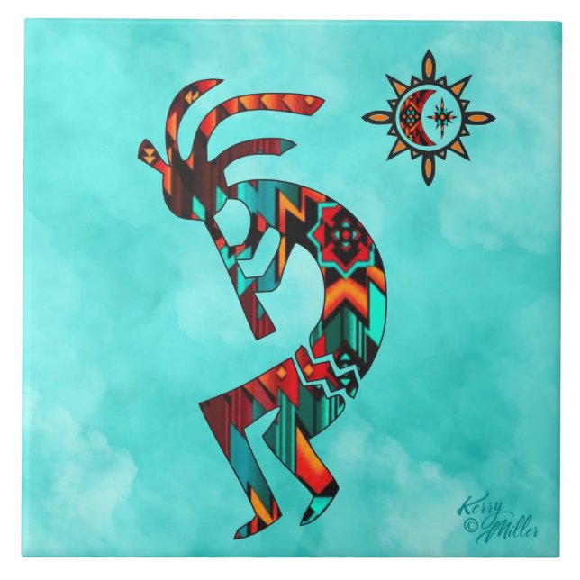 Southwest Kokopelli Keramik Tile Fliese (Vorderseite)