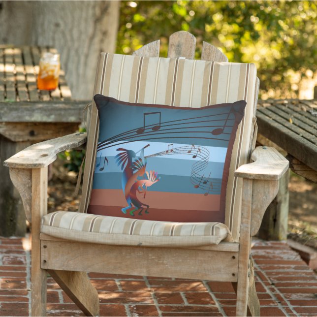 Southwest Kokopelli Music 2 Outdoor Throw Kissen (Stuhl )