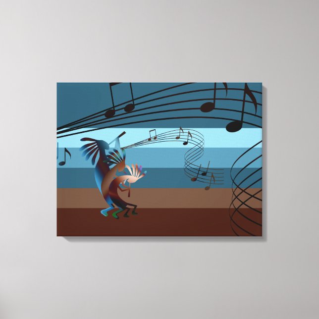 Southwest Kokopelli Music Wrapped Canvas Leinwanddruck (Vorderseite)